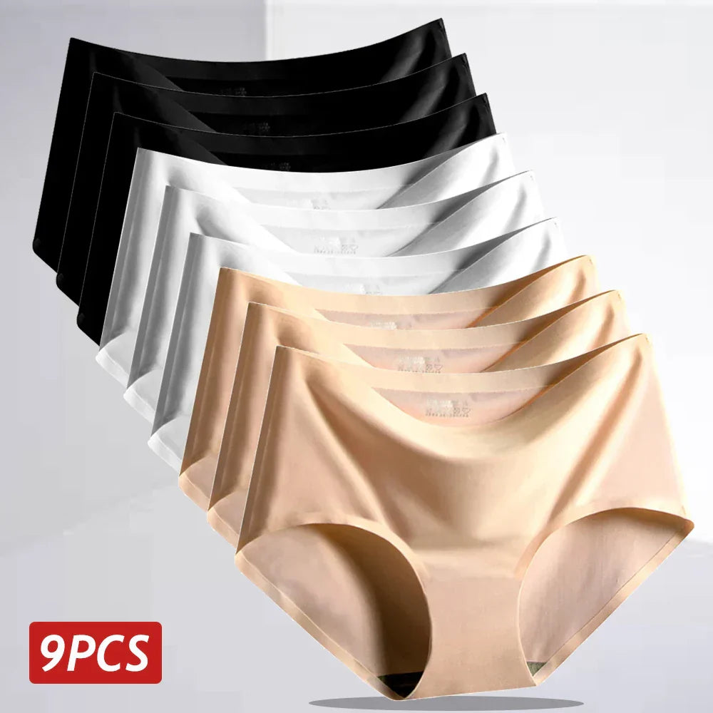 Ice Silk Seamless Panties - 9PCS Breathable Comfort