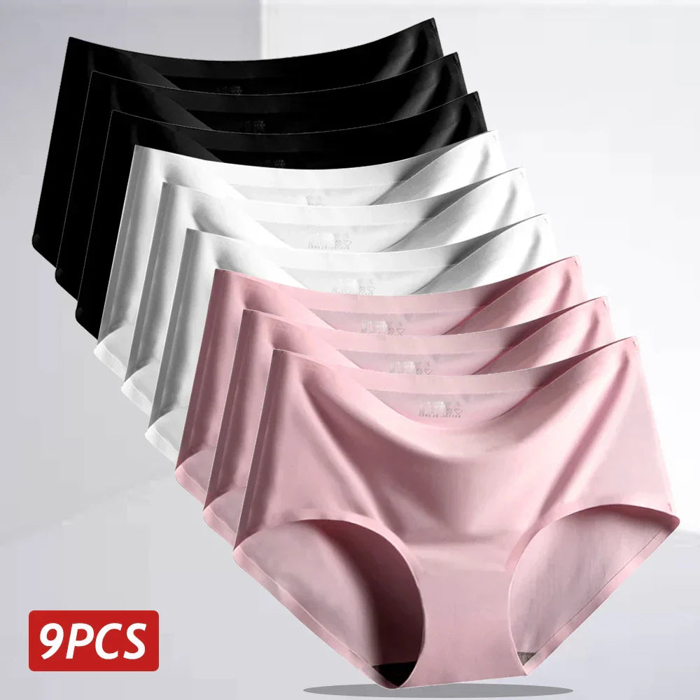 Ice Silk Seamless Panties - 9PCS Breathable Comfort