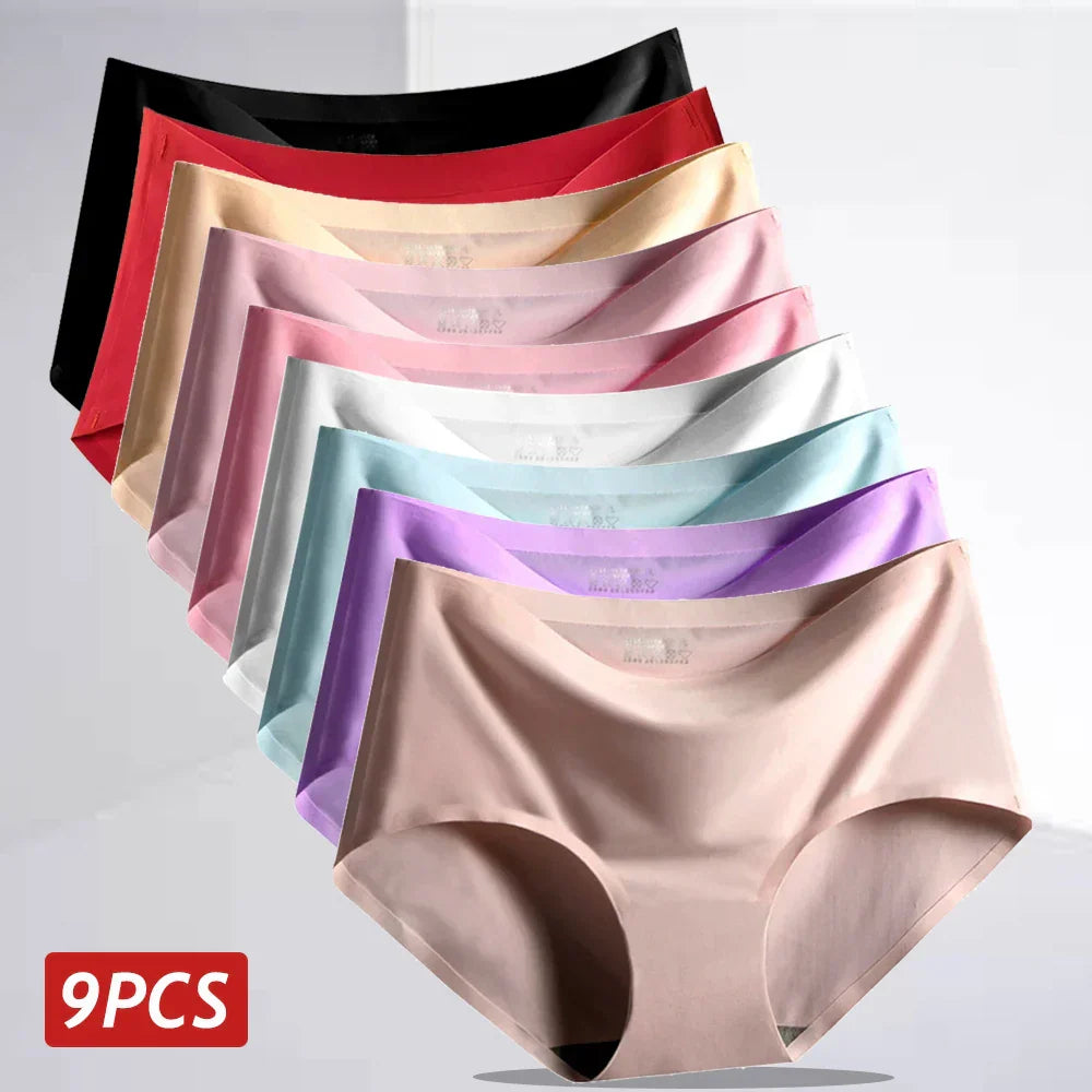 Ice Silk Seamless Panties - 9PCS Breathable Comfort