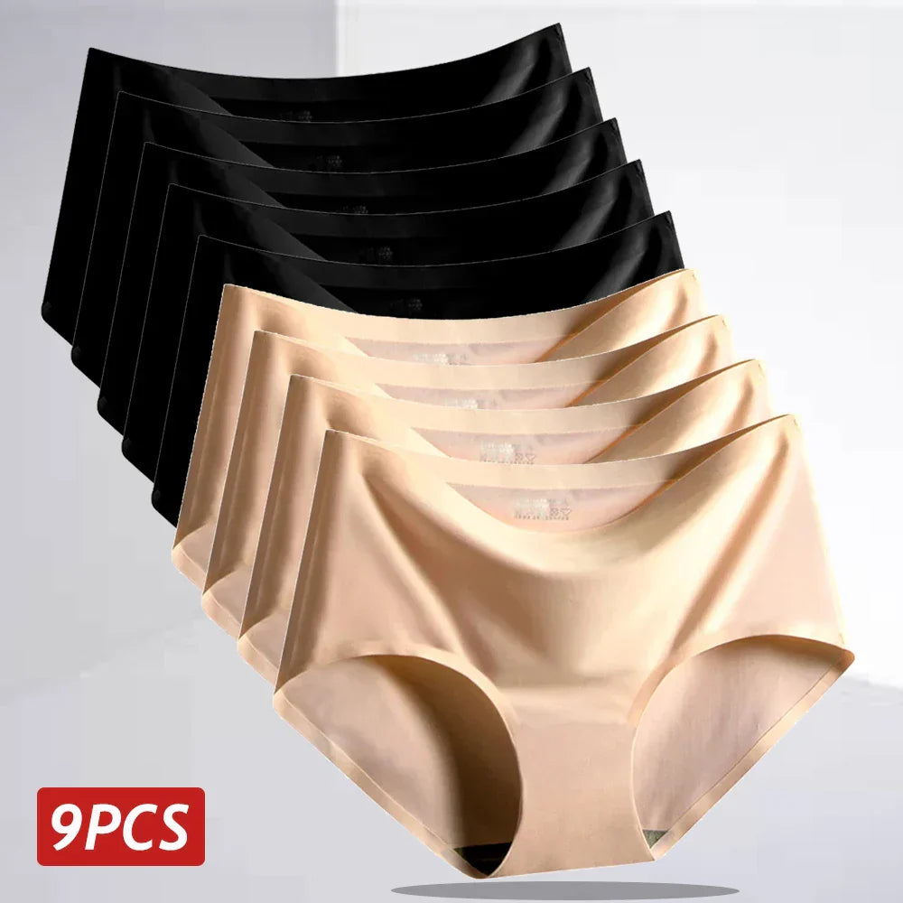 Ice Silk Seamless Panties - 9PCS Breathable Comfort