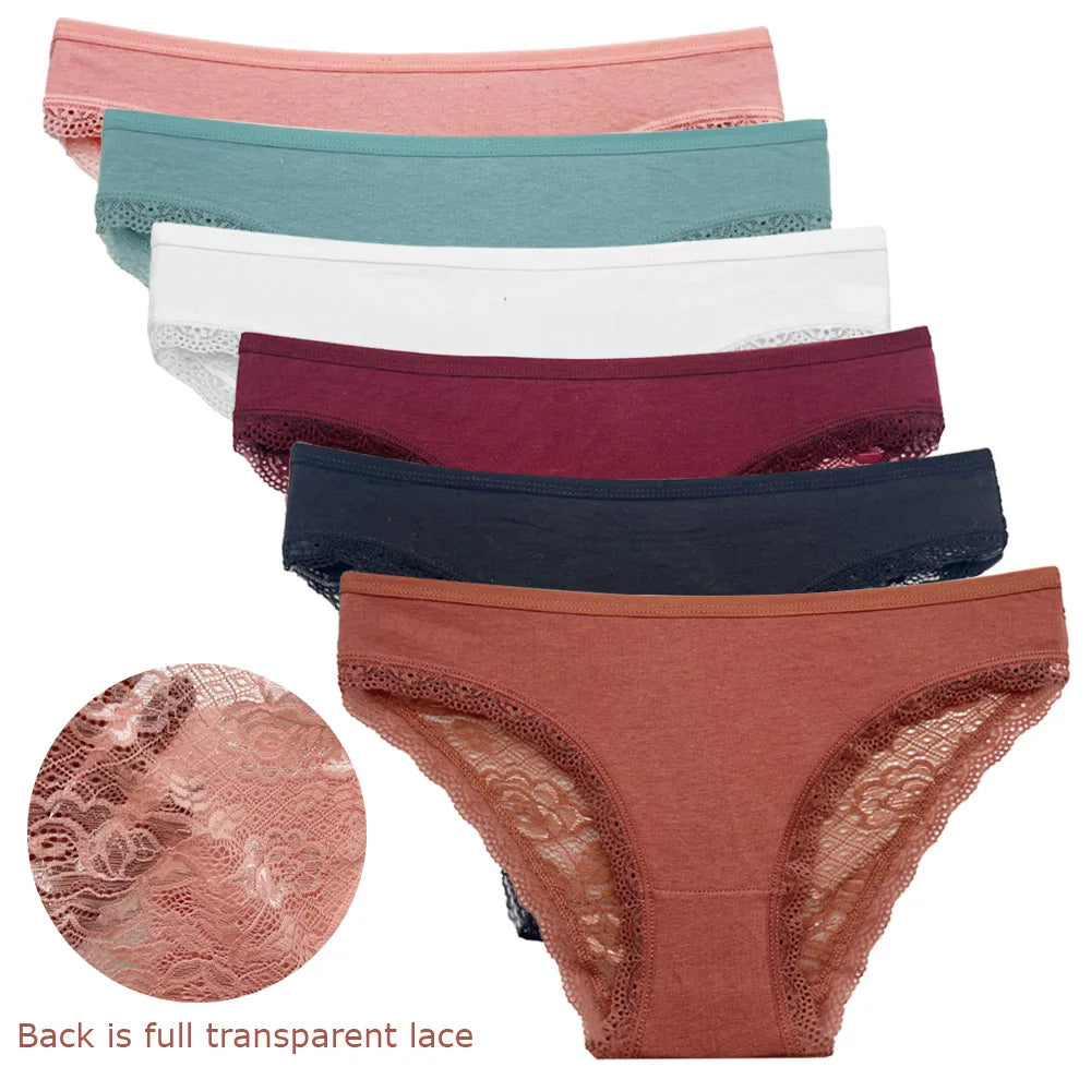 Elegant Lace Cotton Panties Set - 5 PCS