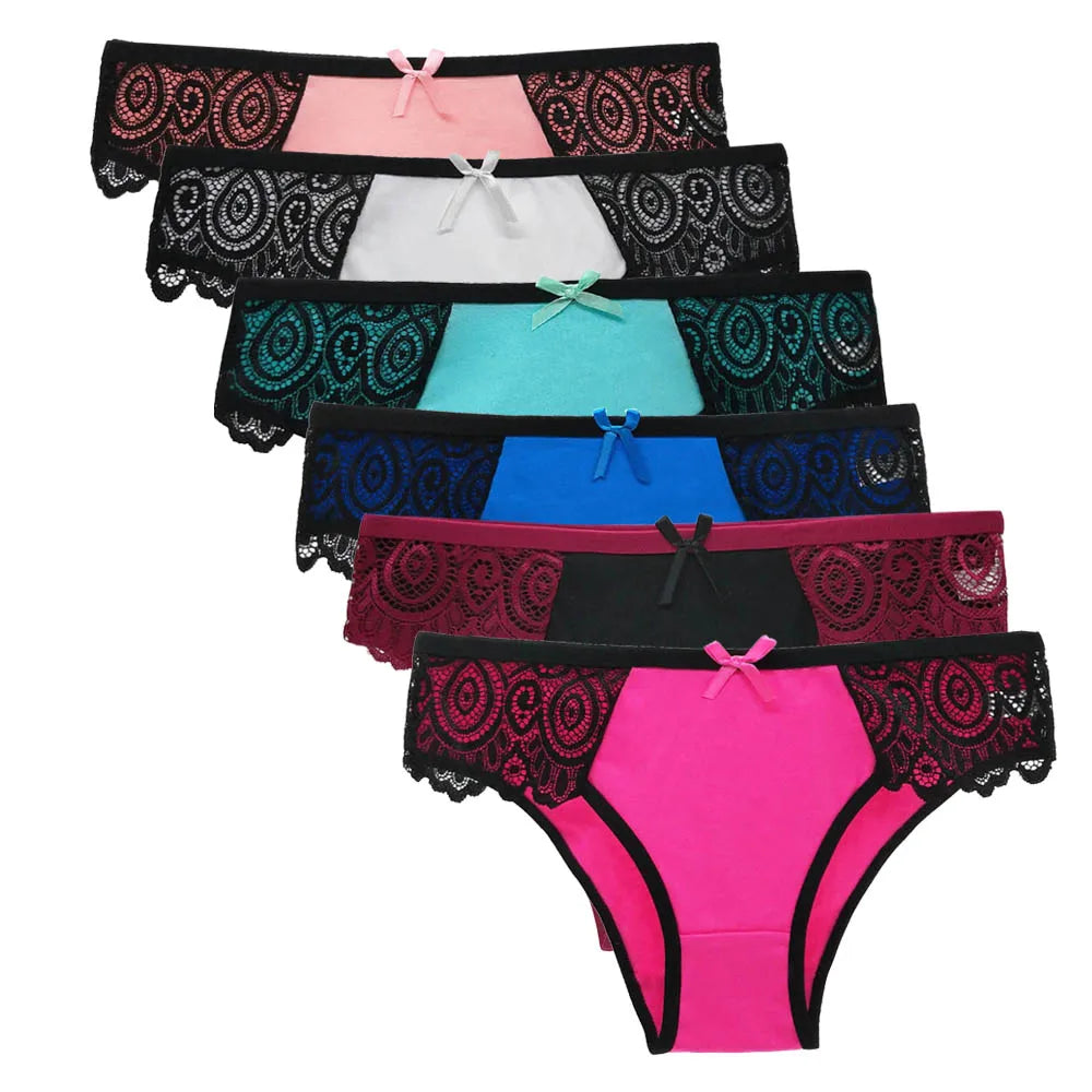 Elegant Lace Cotton Panties Set - 5 PCS