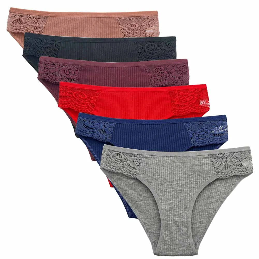 Elegant Lace Cotton Panties Set - 5 PCS